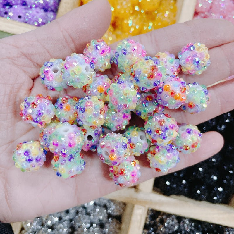 Bubblegum Round Rhinestone Beads 14mm Textured Shimmer 50pcs 3
