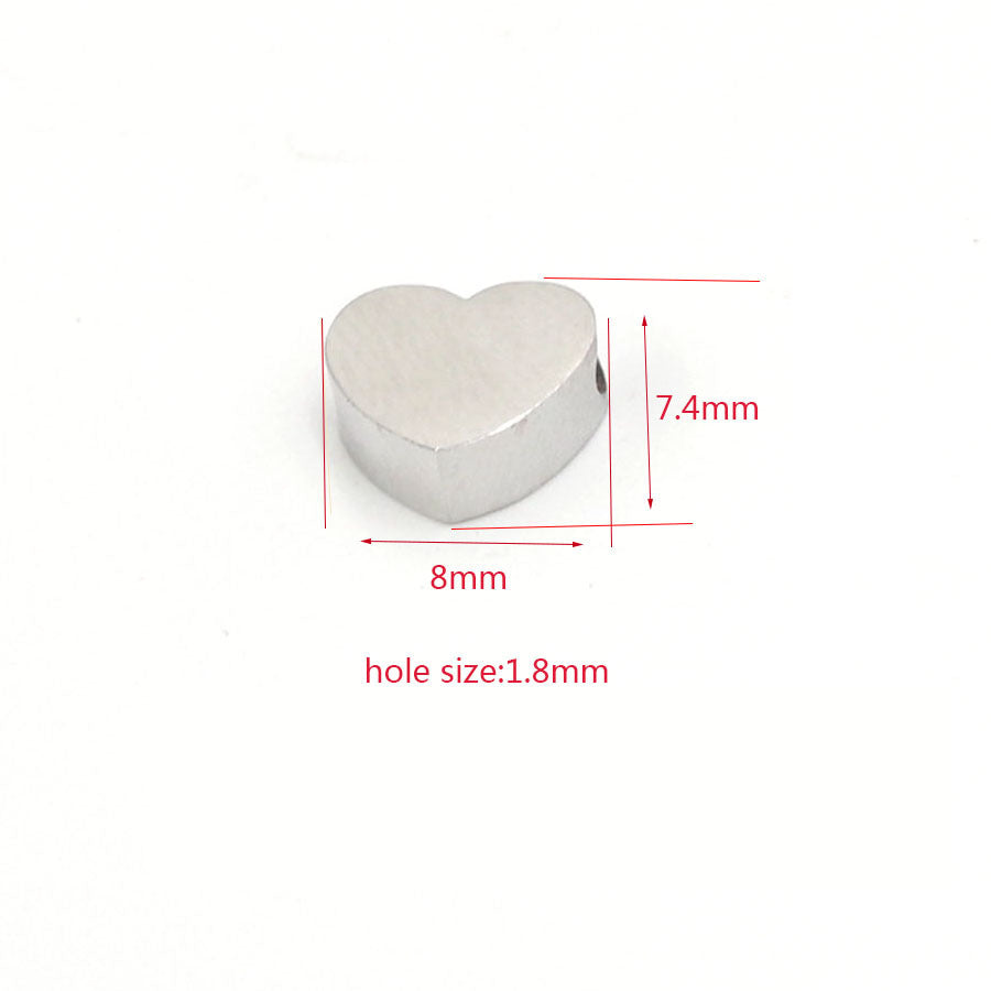 Stainless Steel Heart Metal Beads 8mm Smooth Flat Color Retaining 5pcs 4