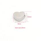 Stainless Steel Heart Metal Beads 8mm Smooth Flat Color Retaining 5pcs 4