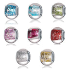 Glass Spacer Beads 14mm Transparent Glitter Powder Large Hole 20pcs