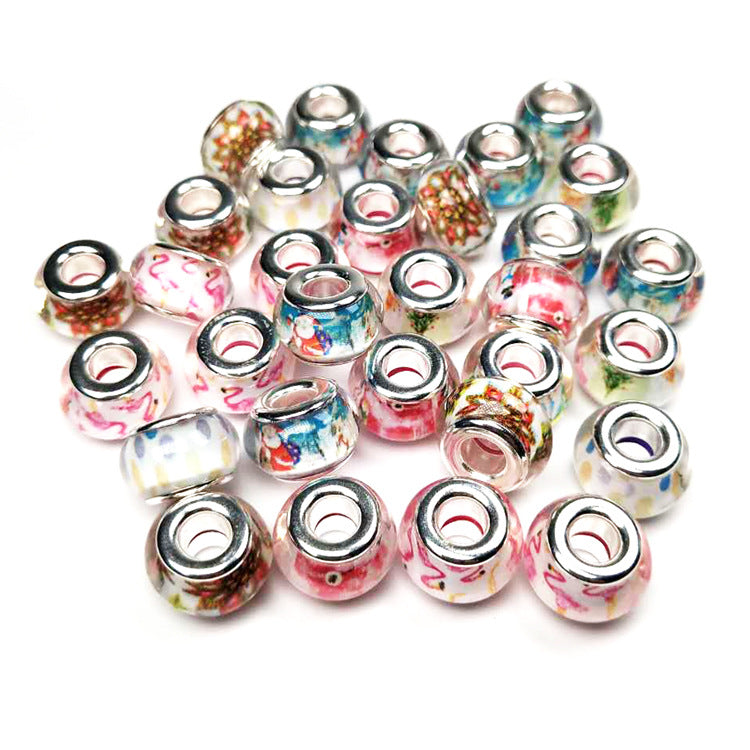 Christmas Pattern Resin Spacer Beads 14mm Mixed Designs 100pcs 5