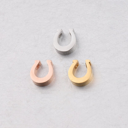 Stainless Steel Horseshoe Metal Beads 8mm Glossy Color Retaining 10pcs
