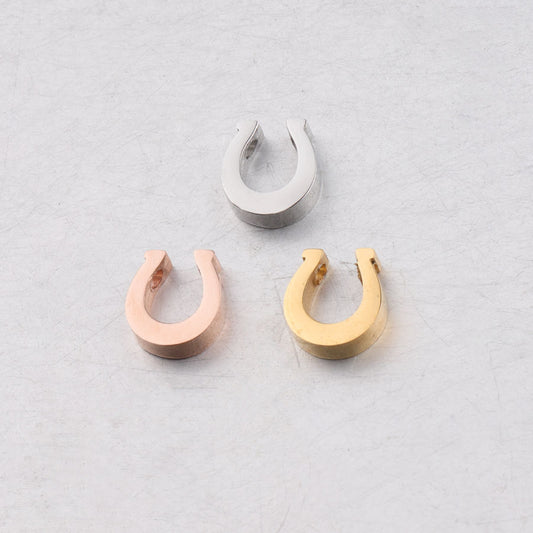 Stainless Steel Horseshoe Metal Beads 8mm Glossy Color Retaining 10pcs