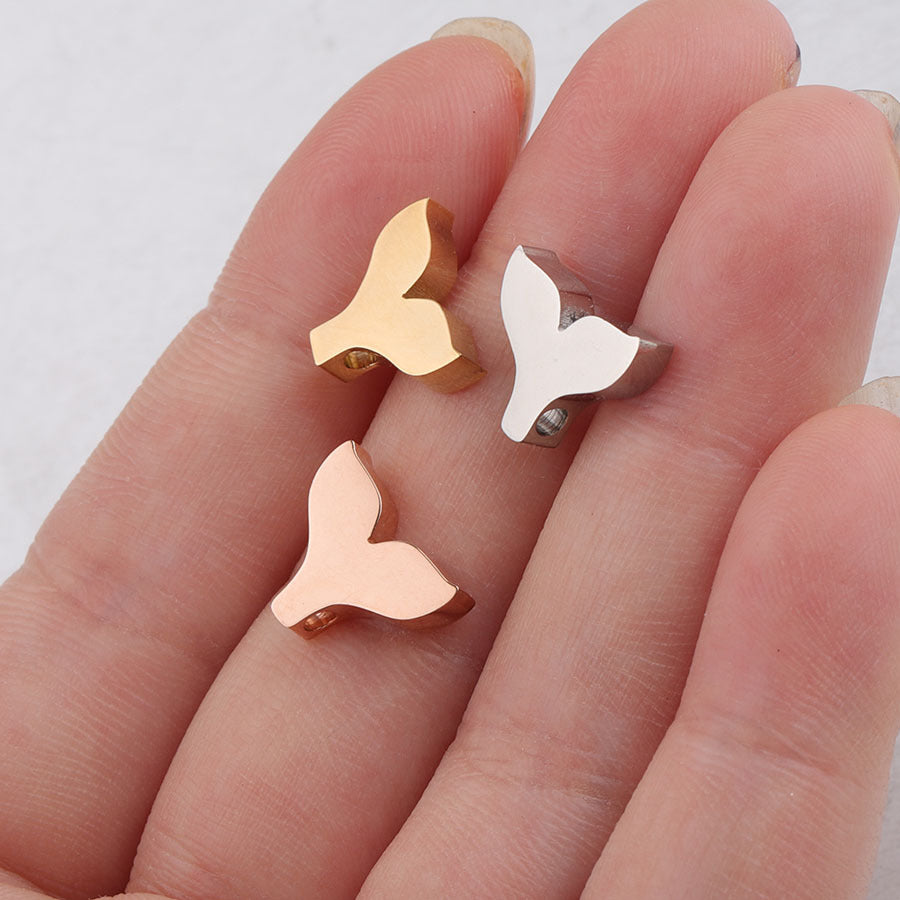 Stainless Steel Mermaid Tail Metal Beads 12mm Polished Mirror Surface 10pcs 3