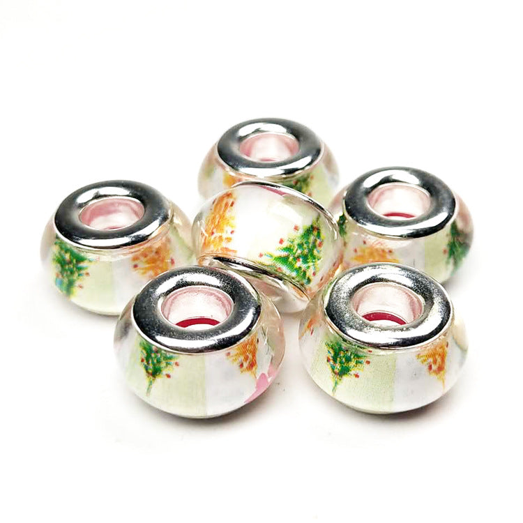 Christmas Pattern Resin Spacer Beads 14mm Mixed Designs 100pcs 11