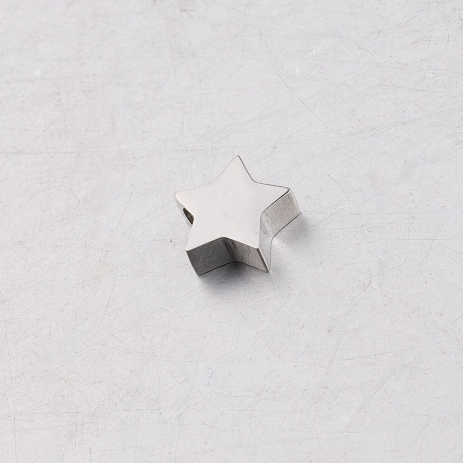 Stainless Steel Flat Star Metal Beads 8mm Polished Mirror Finish 10pcs 6