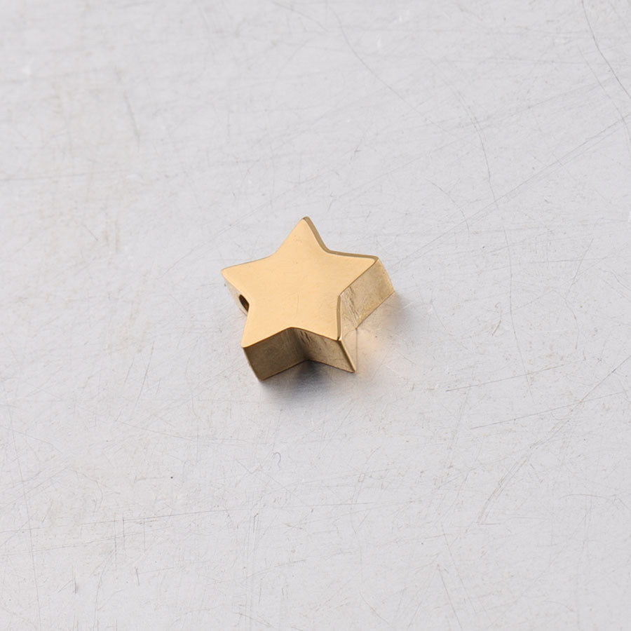 Stainless Steel Flat Star Metal Beads 8mm Polished Mirror Finish 10pcs 7