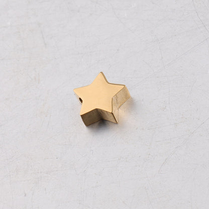 Stainless Steel Flat Star Metal Beads 8mm Polished Mirror Finish 10pcs 7