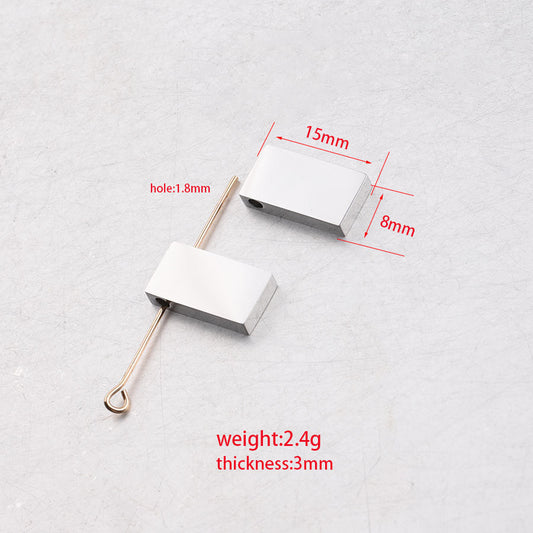 Stainless Steel Rectangular Metal Beads 15mm Polished Mirror Surface 10pcs 2