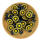 Silicone Focal Beads Medal Yellow Star Gold Scalloped Edges 20pcs 2