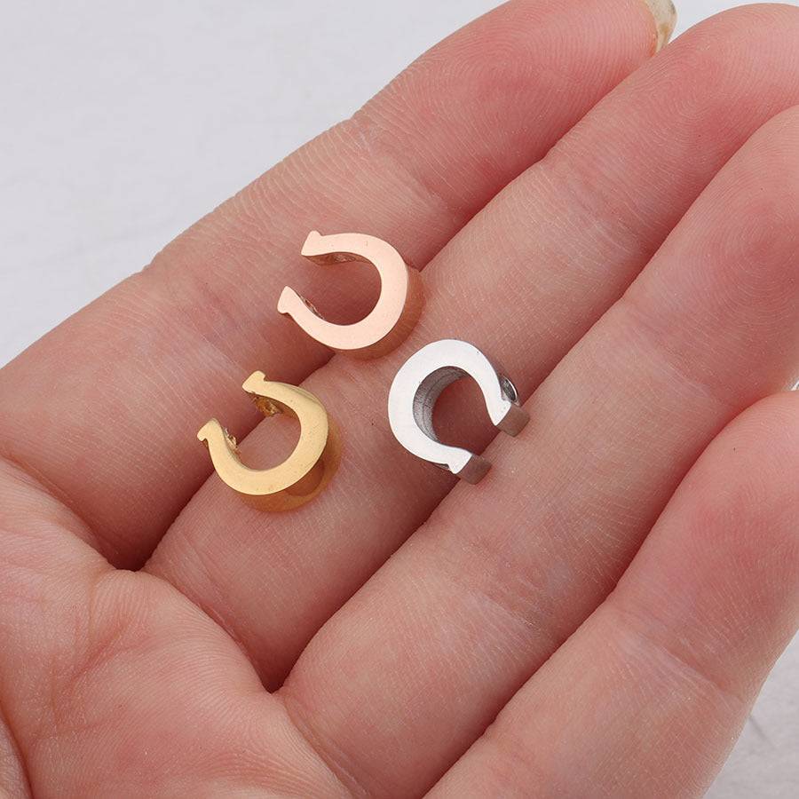 Stainless Steel Horseshoe Metal Beads 8mm Glossy Color Retaining 10pcs 3