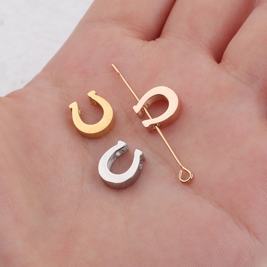 Stainless Steel Horseshoe Metal Beads 8mm Glossy Color Retaining 10pcs 2