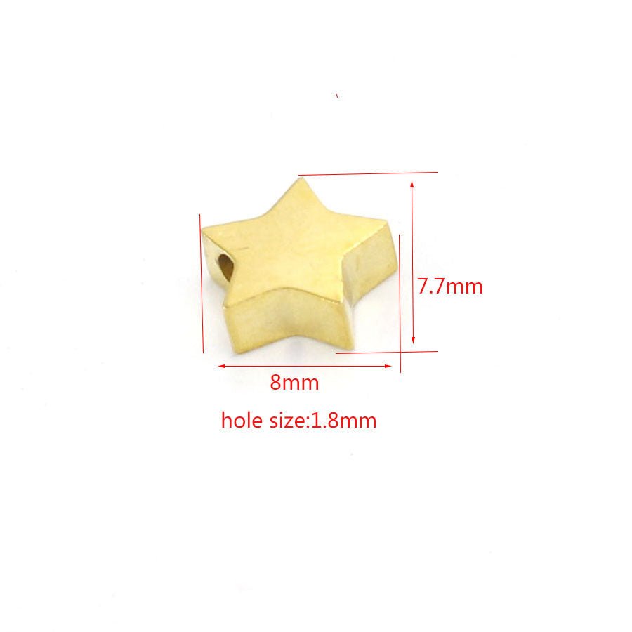 Stainless Steel Flat Star Metal Beads 8mm Polished Mirror Finish 10pcs 4