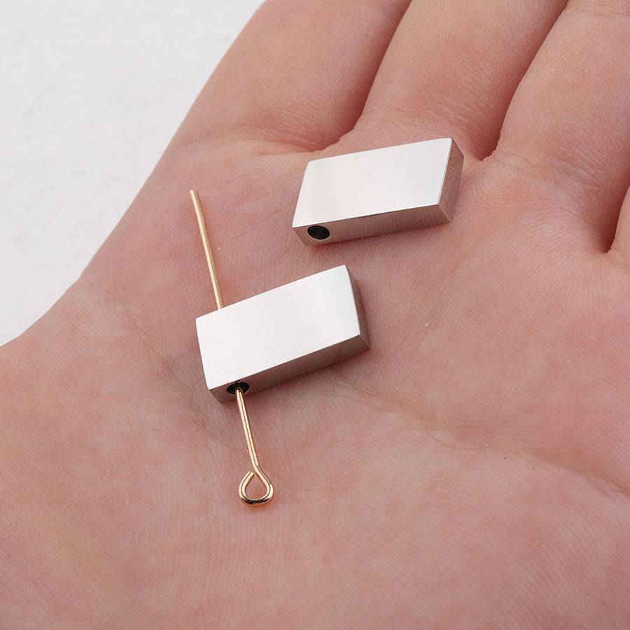 Stainless Steel Rectangular Metal Beads 15mm Polished Mirror Surface 10pcs 3