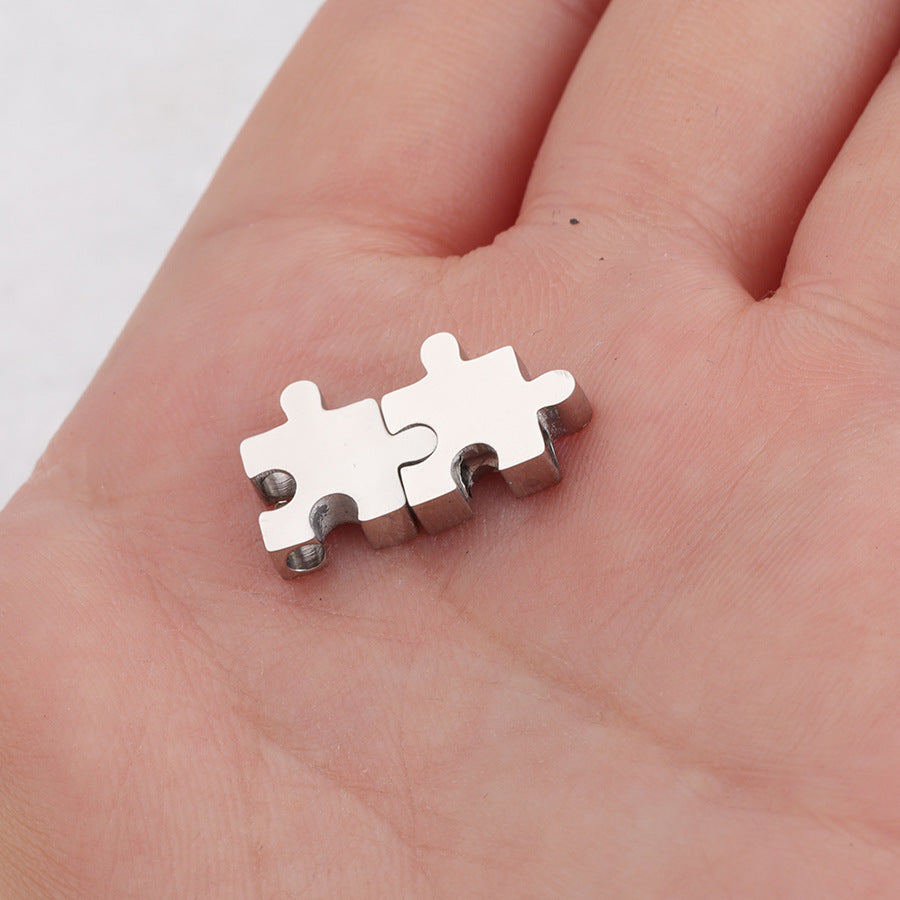 Stainless Steel Jigsaw Puzzle Metal Beads 10mm Flat Cut 10pcs 4