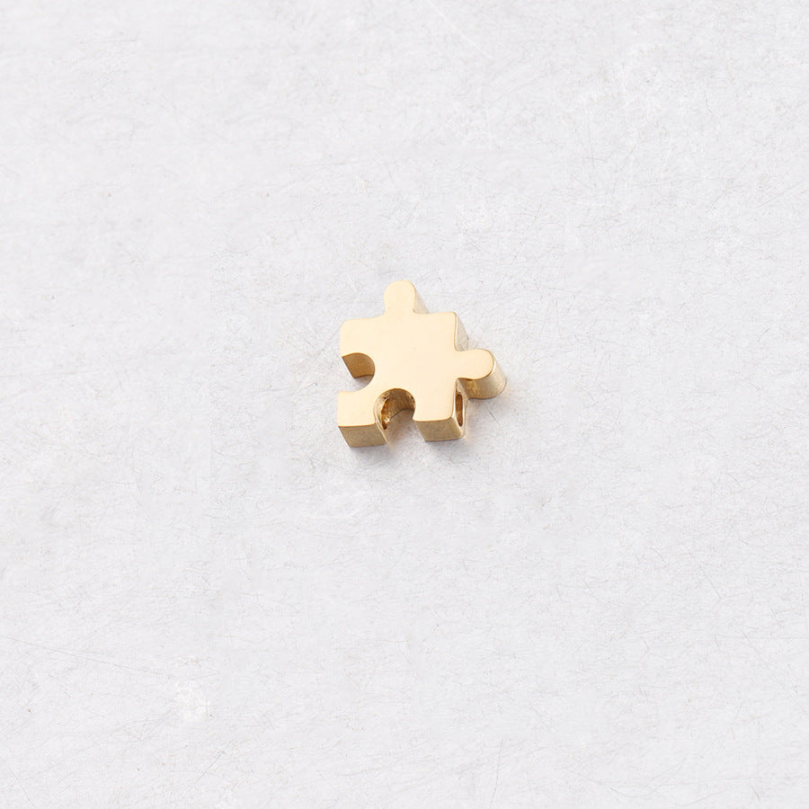 Stainless Steel Jigsaw Puzzle Metal Beads 10mm Flat Cut 10pcs 7