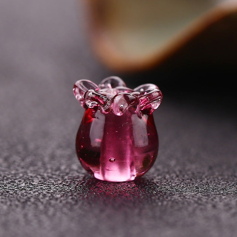 Lampwork Glass Beads Lily Of The Valley 9mm Transparent Soft Pink 1pc