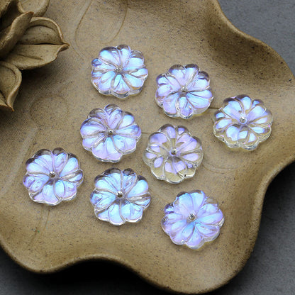 Petal Acrylic Beads 15mm Translucent Czech Glass Style 5pcs 7