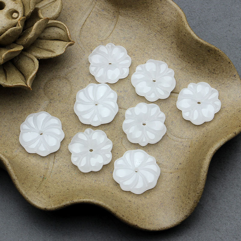Petal Acrylic Beads 15mm Translucent Czech Glass Style 5pcs 6