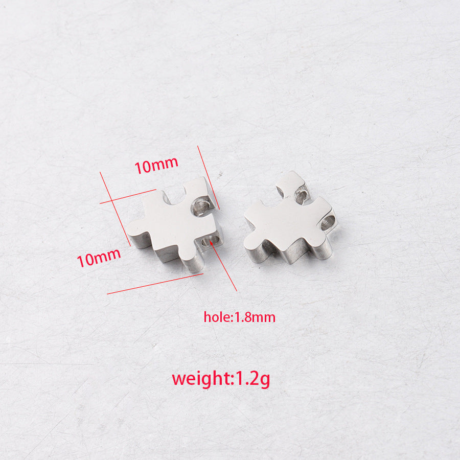 Stainless Steel Jigsaw Puzzle Metal Beads 10mm Flat Cut 10pcs 2