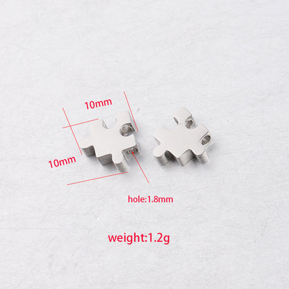Stainless Steel Jigsaw Puzzle Metal Beads 10mm Flat Cut 10pcs 2