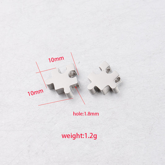 Stainless Steel Jigsaw Puzzle Metal Beads 10mm Flat Cut 10pcs 2