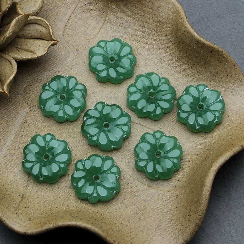 Petal Acrylic Beads 15mm Translucent Czech Glass Style 5pcs 5