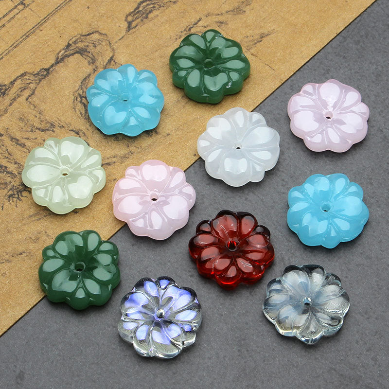Petal Acrylic Beads 15mm Translucent Czech Glass Style 5pcs 2