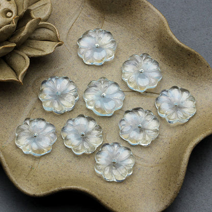 Petal Acrylic Beads 15mm Translucent Czech Glass Style 5pcs 8