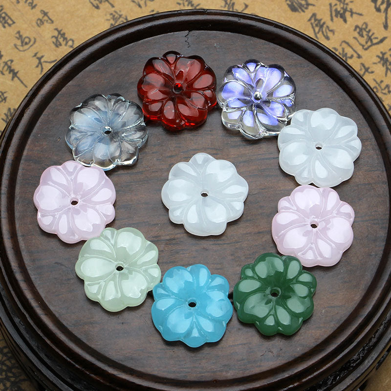 Petal Acrylic Beads 15mm Translucent Czech Glass Style 5pcs 3