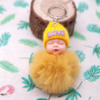 Plush Sleep Doll Keychain Pastel Pom Pom Glitter Love Hat 4