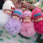 Plush Sleep Doll Keychain Pastel Pom Pom Glitter Love Hat 2