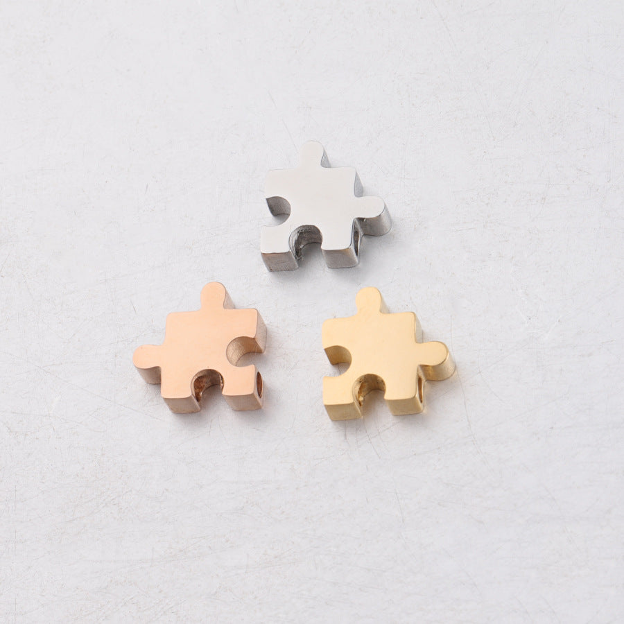Stainless Steel Jigsaw Puzzle Metal Beads 10mm Flat Cut 10pcs