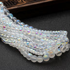 Moonlight White Transparent Frosted Glass Beads 4-8mm 50pcs 2