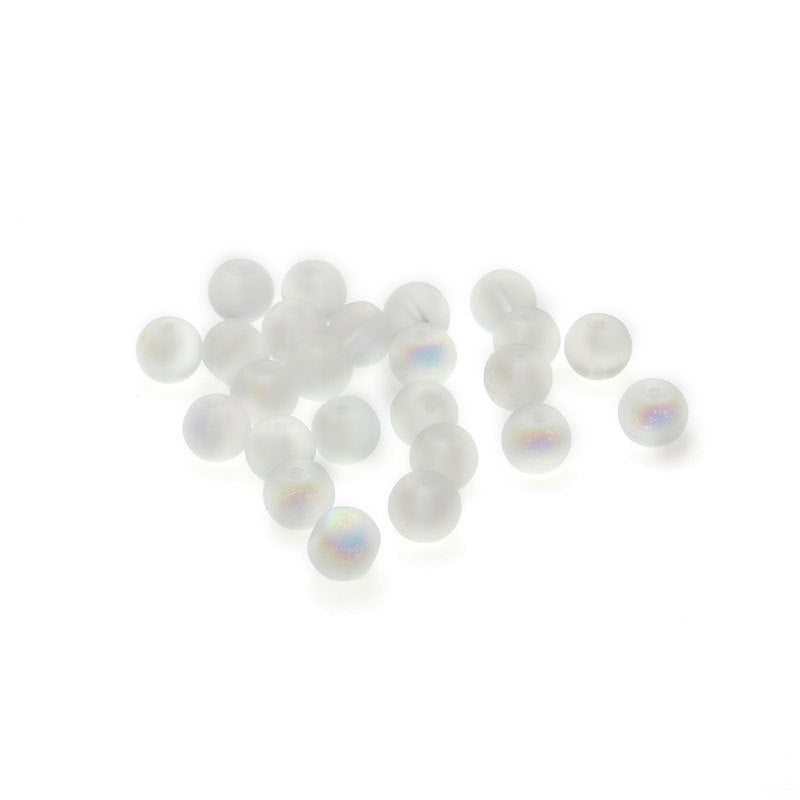 Moonlight White Transparent Frosted Glass Beads 4-8mm 50pcs 3