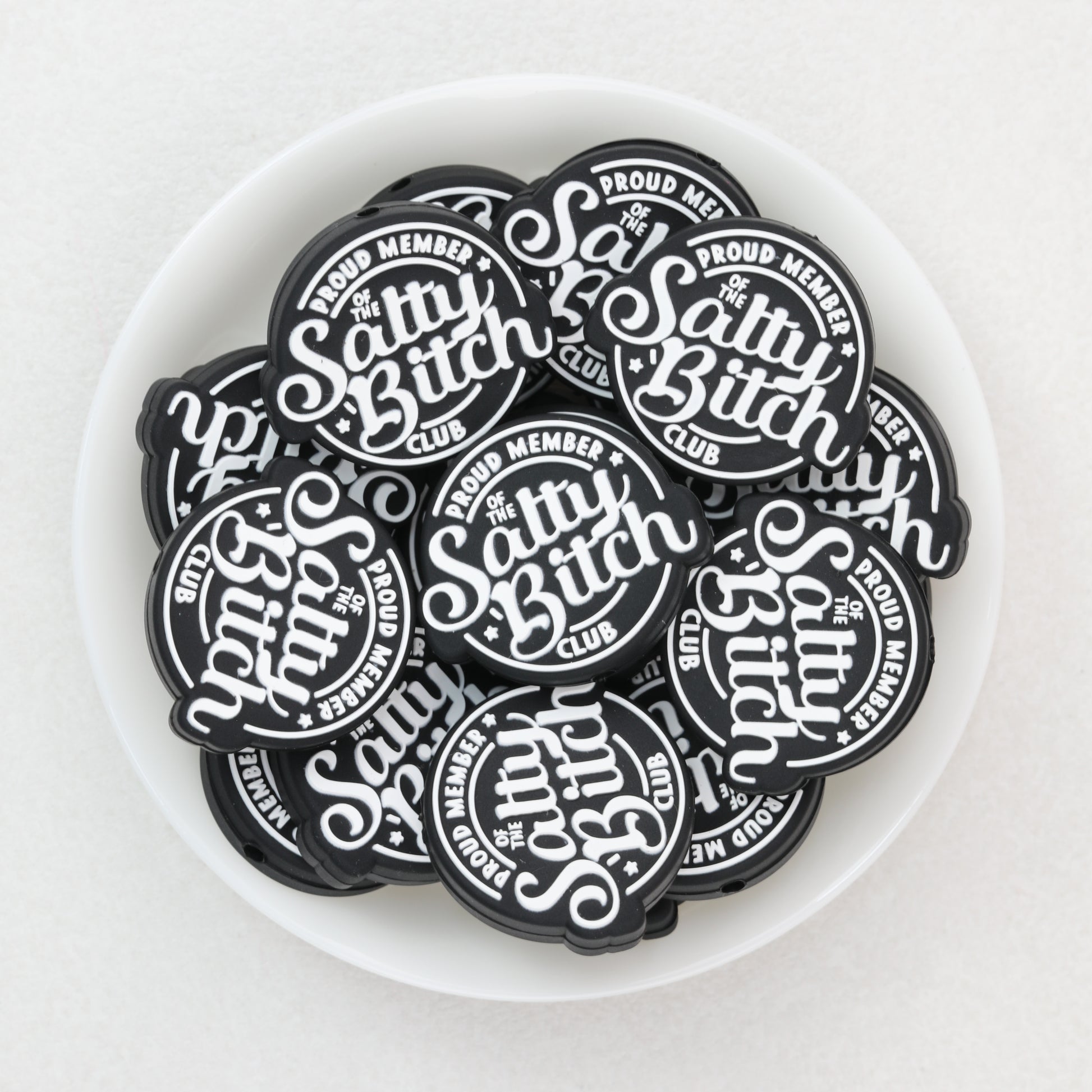 Black Silicone Focal Beads Salty Bitch Design 20pcs 2