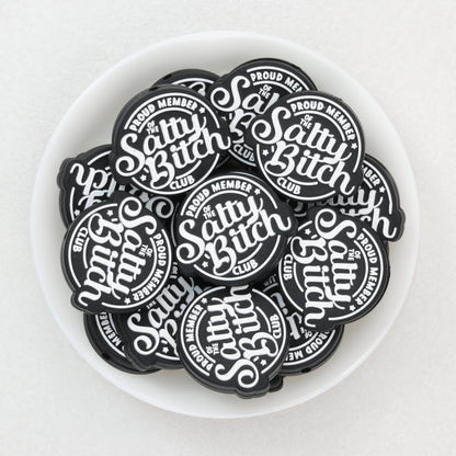 Black Silicone Focal Beads Salty Bitch Design 20pcs 2