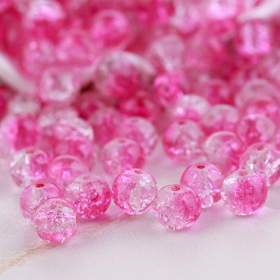 Crackle Glass Beads Round 10mm Dual Color Mixed 80pcs 11