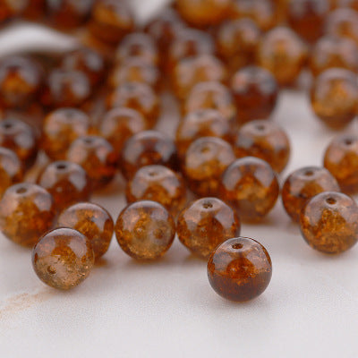 Crackle Glass Beads Round 10mm Dual Color Mixed 80pcs 17