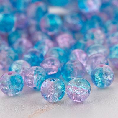 Crackle Glass Beads Round 10mm Dual Color Mixed 80pcs 19