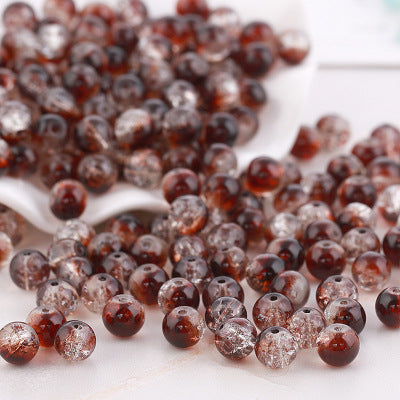 Crackle Glass Beads Round 10mm Dual Color Mixed 80pcs 23