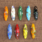 Vintage Filigreeing Barrel Lampwork Glass Beads 13x42mm 10pcs 2