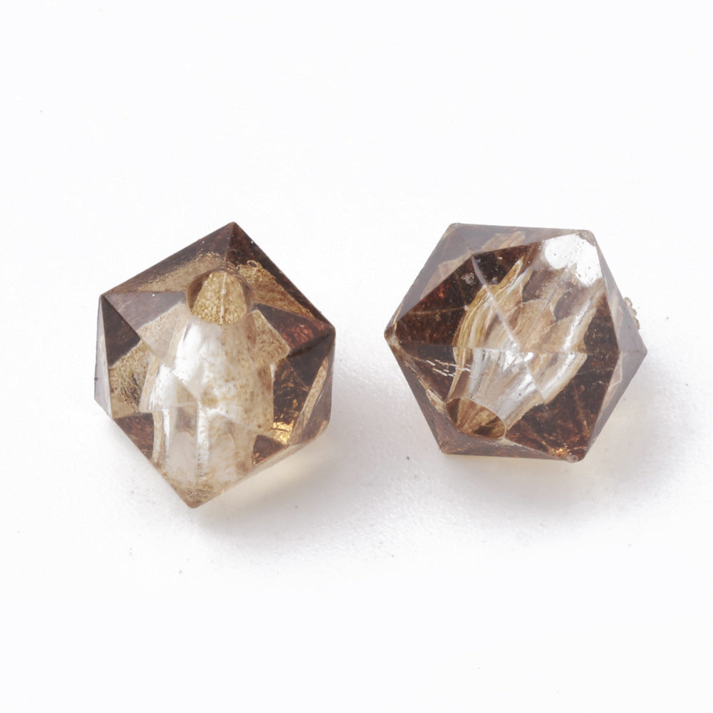 Spray Painted Polygon Acrylic Beads 8mm Two-Color Mix 100pcs 8