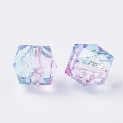 Spray Painted Polygon Acrylic Beads 8mm Two-Color Mix 100pcs 7