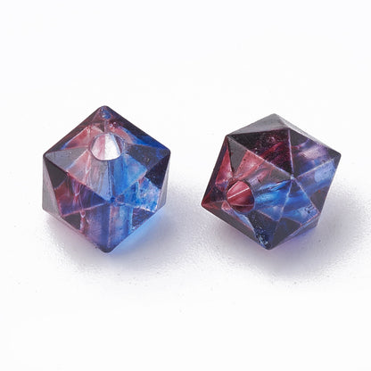 Spray Painted Polygon Acrylic Beads 8mm Two-Color Mix 100pcs 9