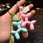 Pastel Balloon Dog Keychain PVC Soft Pink Whimsical Design 2