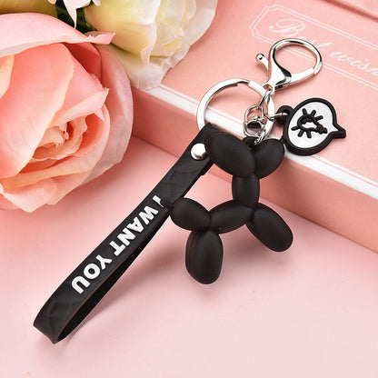 Pastel Balloon Dog Keychain PVC Soft Pink Whimsical Design 8