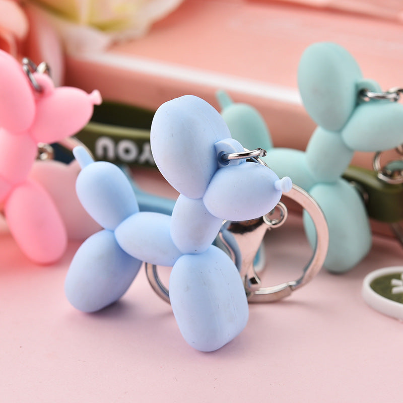 Pastel Balloon Dog Keychain PVC Soft Pink Whimsical Design 4
