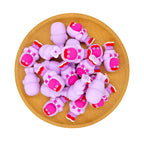 Silicone 3D Focal Beads Inside Out Pink Character Lavender Base Red Eyebrows 2