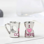 I Love Coffee Metal Beads 12mm Large Hole Enamel Alloy 5pcs 4